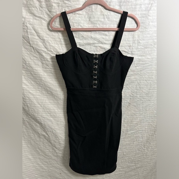 Blashe Hook And Loop Deep Black Bodycon Stretch Dress Size Medium - Picture 4 of 9